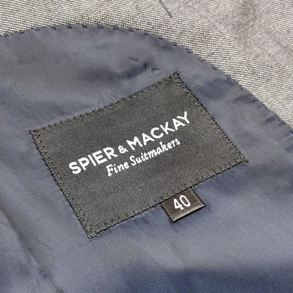 Spier & Mackay Blazer Men 40 Grey Two Button Guabello Super 130s Wool Sport Coat